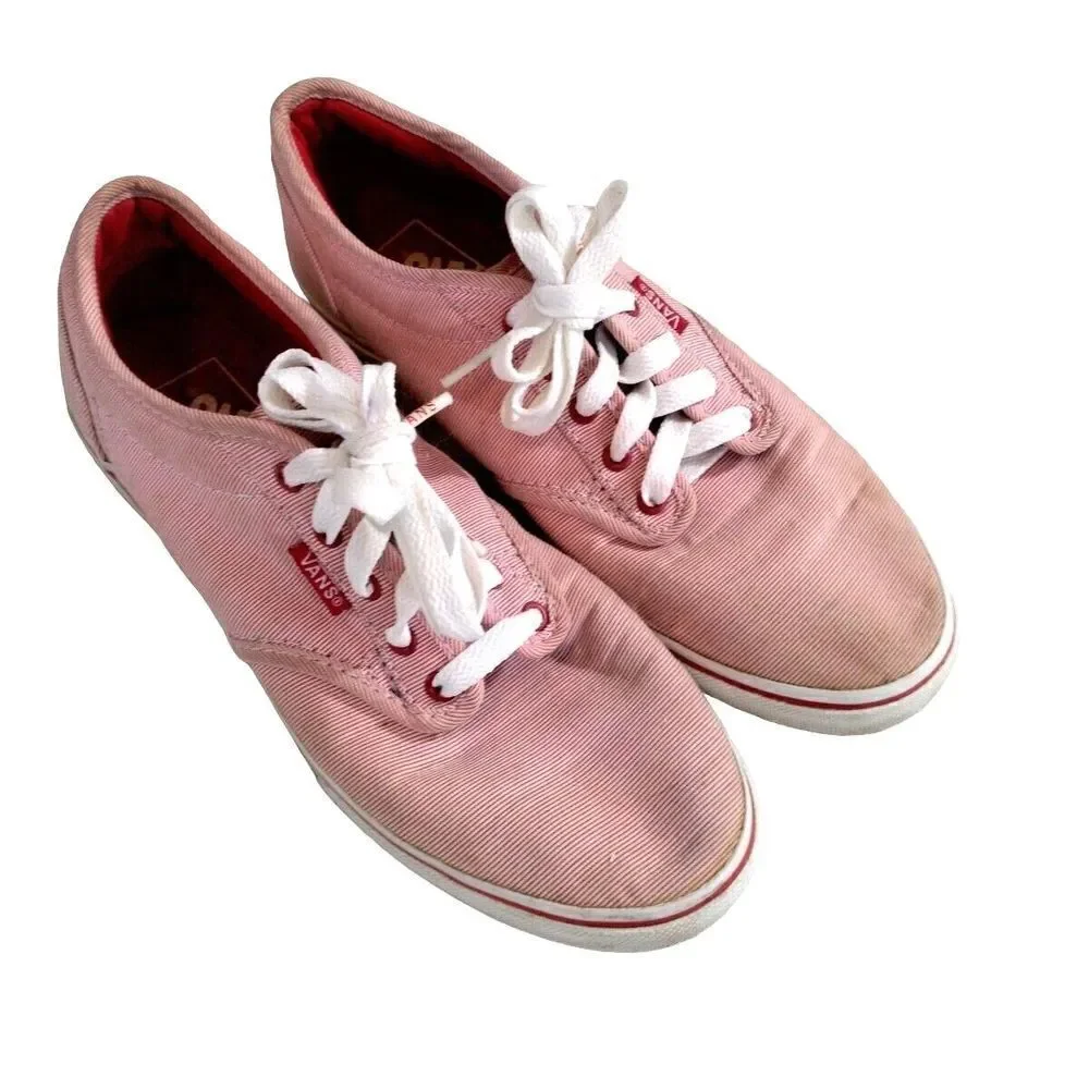 Vans Womens Size 6.5 Red And White Shoes Sneakers Lace Up